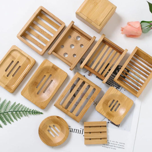 HOT Wooden Natural Bamboo Soap Dishes Tray Holder Storage Soap Rack Plate Box Container Portable Bathroom Soap Dish Storage Box - My Store