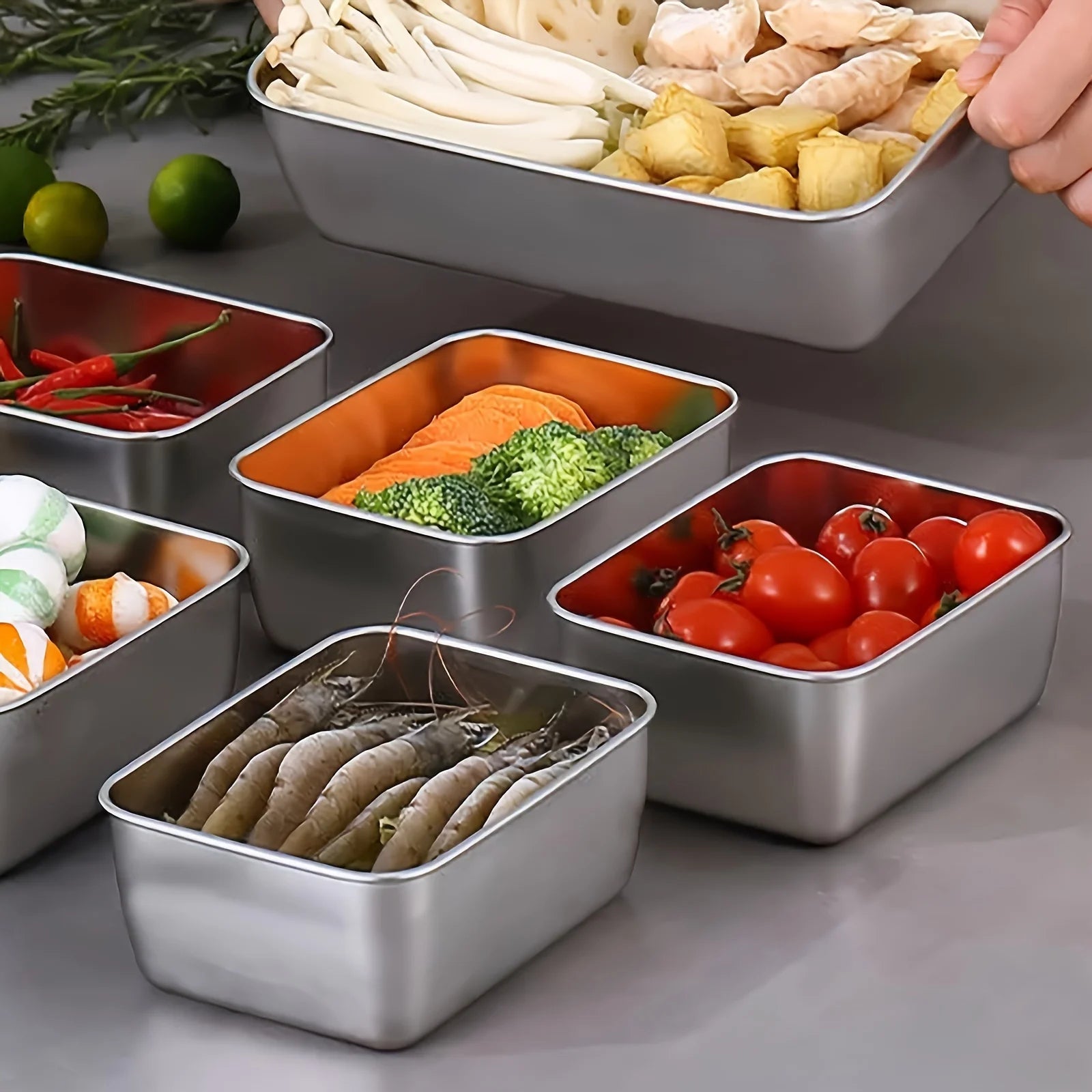 6-Piece Stainless Steel Food Storage Containers Set With Lids - Leakproof, Stackable & Reusable For Camping, Picnics, School - My Store
