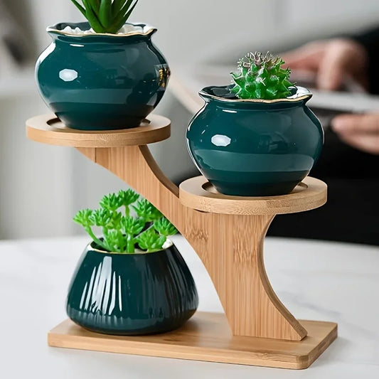 Multifunctional Bamboo Plant Stand, Home/Office/Balcony Decor, Perfect Gift for Garden Lovers, Holds Succulents & Potted Plants - My Store