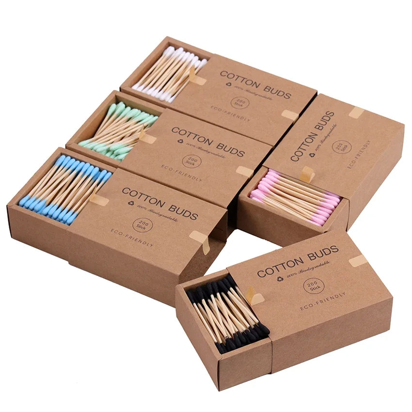 200PCS/Box Double Head Cotton Swab Women Makeup Cotton Bamboo Sticks Ears Cleaning Health Care Cleaning Tool - My Store