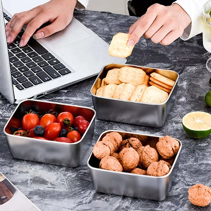6-Piece Stainless Steel Food Storage Containers Set With Lids - Leakproof, Stackable & Reusable For Camping, Picnics, School - My Store