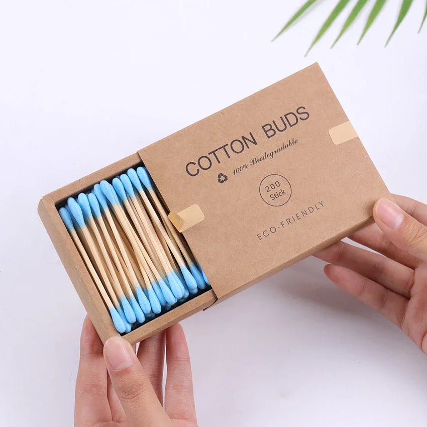 200PCS/Box Double Head Cotton Swab Women Makeup Cotton Bamboo Sticks Ears Cleaning Health Care Cleaning Tool - My Store