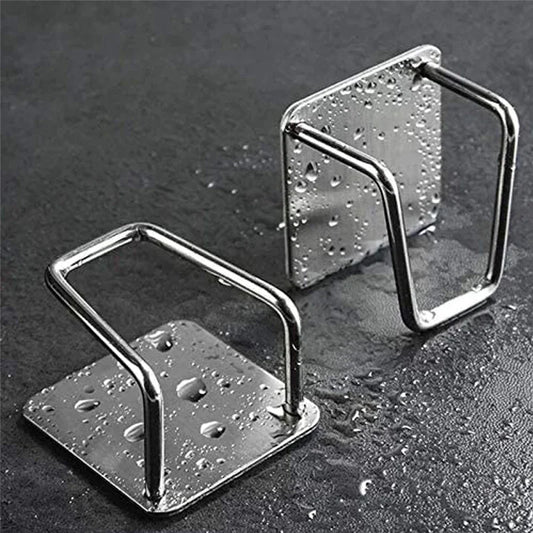 Kitchen Sink Sponge Rack Stainless Steel Drain Storage Holder Self Adhesive Wire Ball Rag Brush Drying Organizer Sink Wall Hooks - My Store