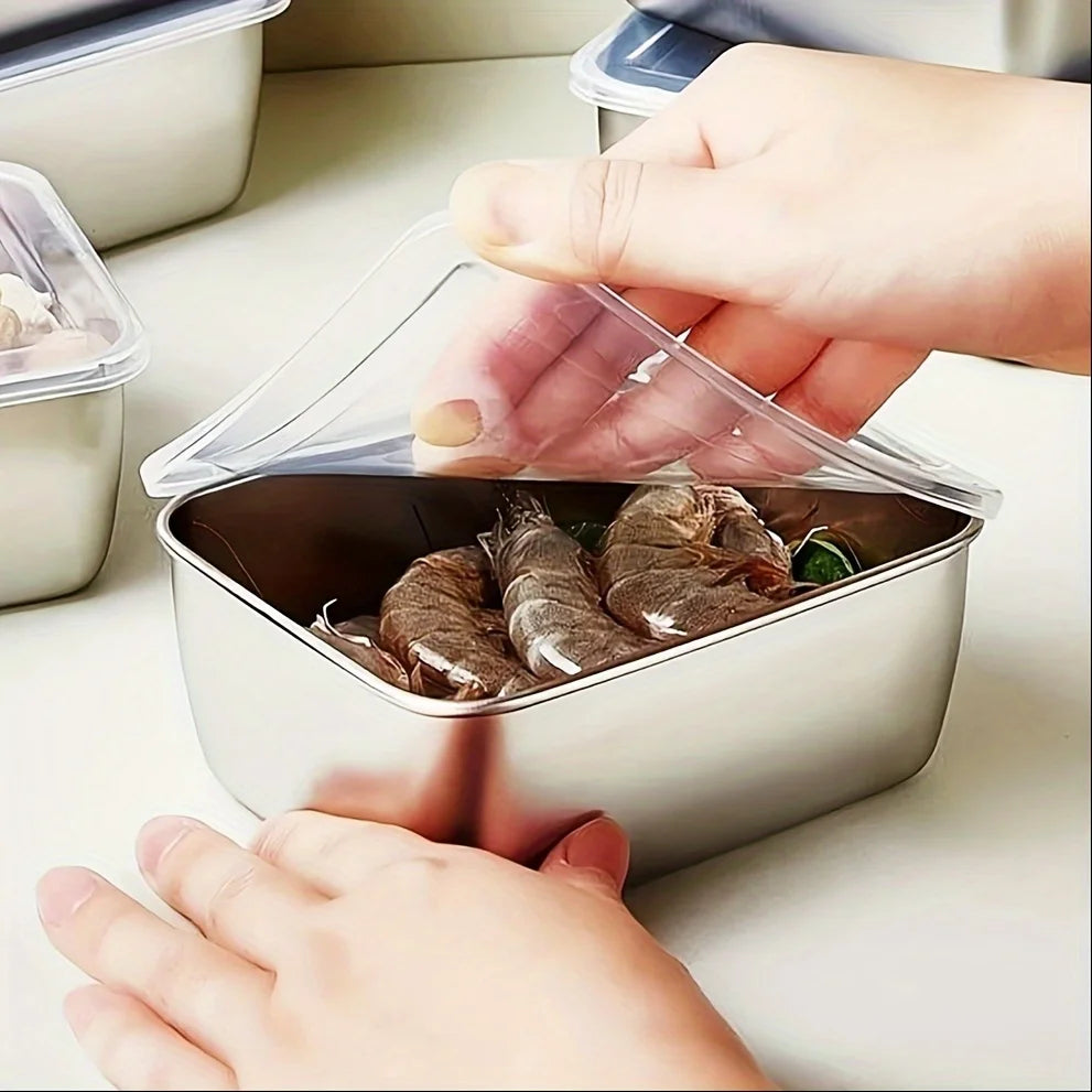 6-Piece Stainless Steel Food Storage Containers Set With Lids - Leakproof, Stackable & Reusable For Camping, Picnics, School - My Store